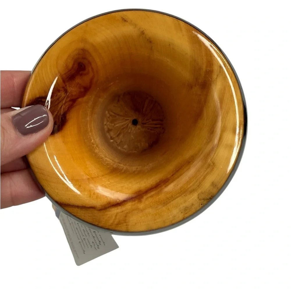 Original Aspen studios Colorado wood vase, hand crafted natural  bark inclusions